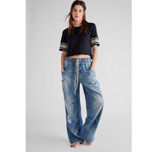 Free People Blue Wide Leg Pants